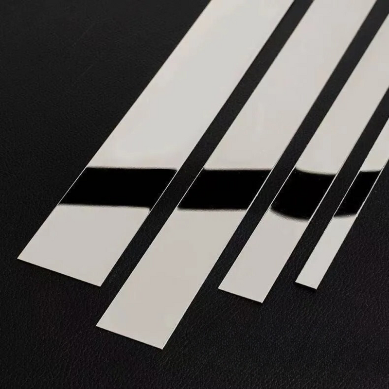 Adesivo Espelhado de Parede em Aço Inoxidável Fita Minimalista