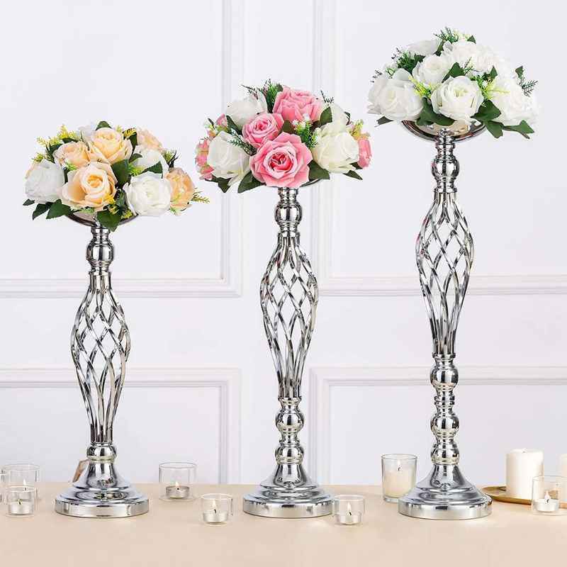 Arranjo e Porta-Velas em Ferro Dourado e Prata