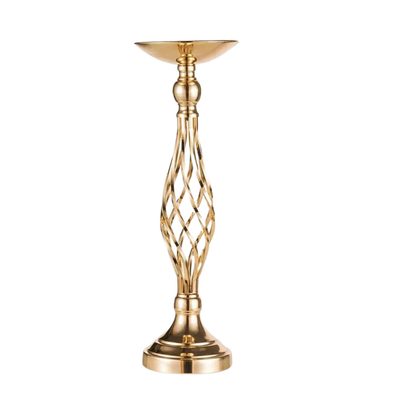 Arranjo e Porta-Velas em Ferro Dourado e Prata