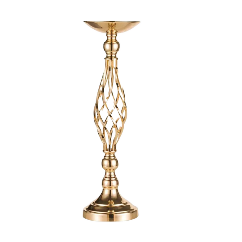 Arranjo e Porta-Velas em Ferro Dourado e Prata
