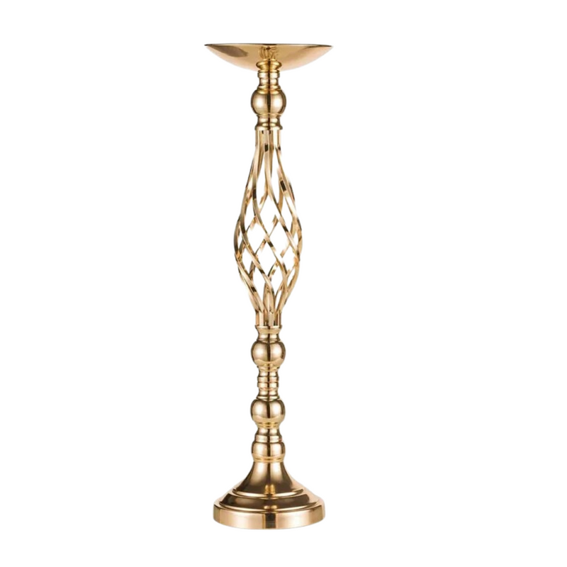 Arranjo e Porta-Velas em Ferro Dourado e Prata