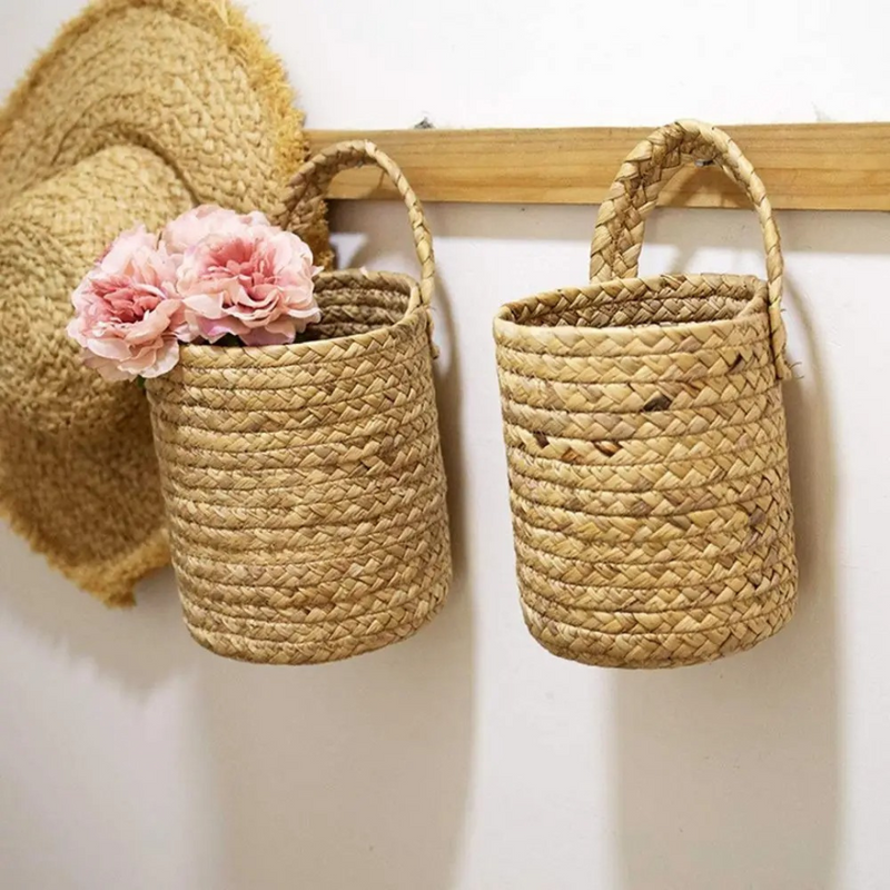 Cesta de Armazenamento em Rattan com Alça