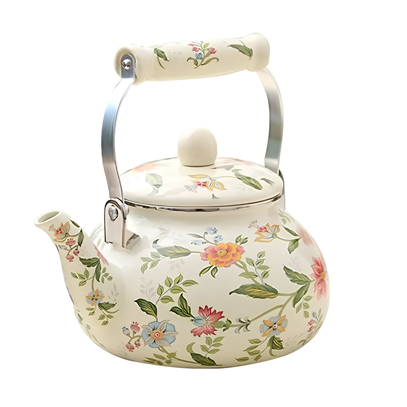 Chaleira Floral em Porcelana Esmaltada