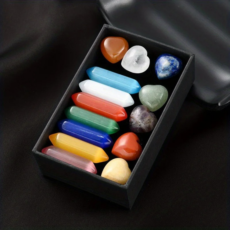 Conjunto de 14 Pedras e Cristais de Cura de Chakra