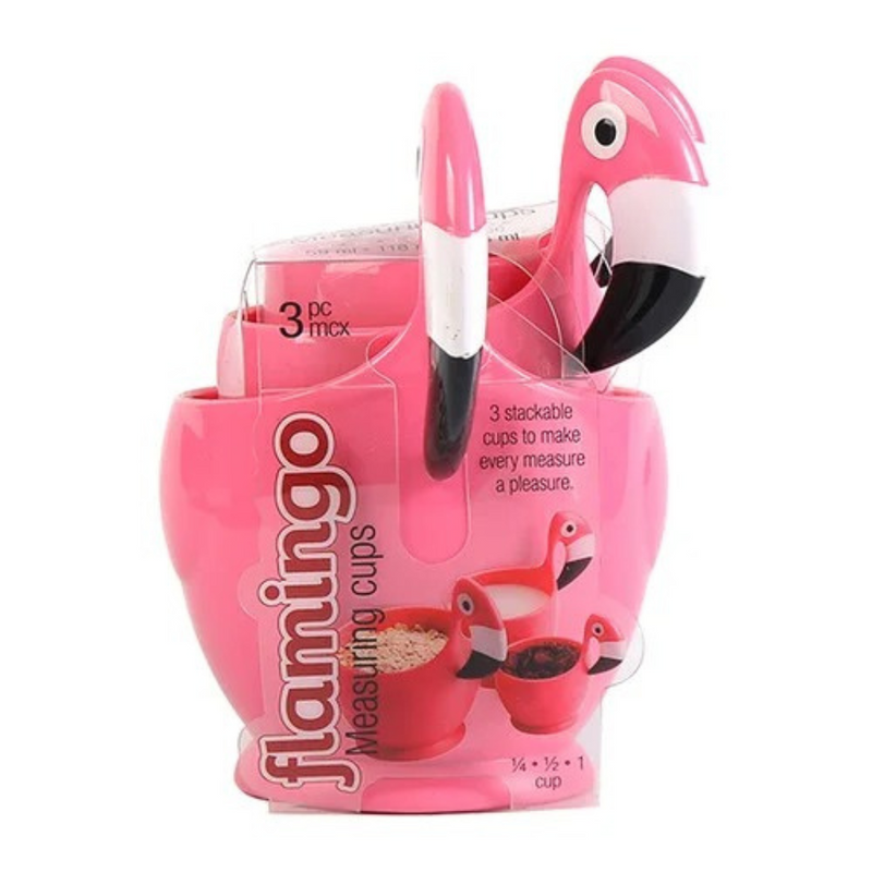 Conjunto de Copo Medidor de Flamingo com 3 Peças