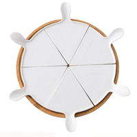 Conjunto de Pratos de Porcelana Triangulares e Base Giratória de Bambu