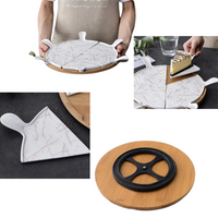 Conjunto de Pratos de Porcelana Triangulares e Base Giratória de Bambu