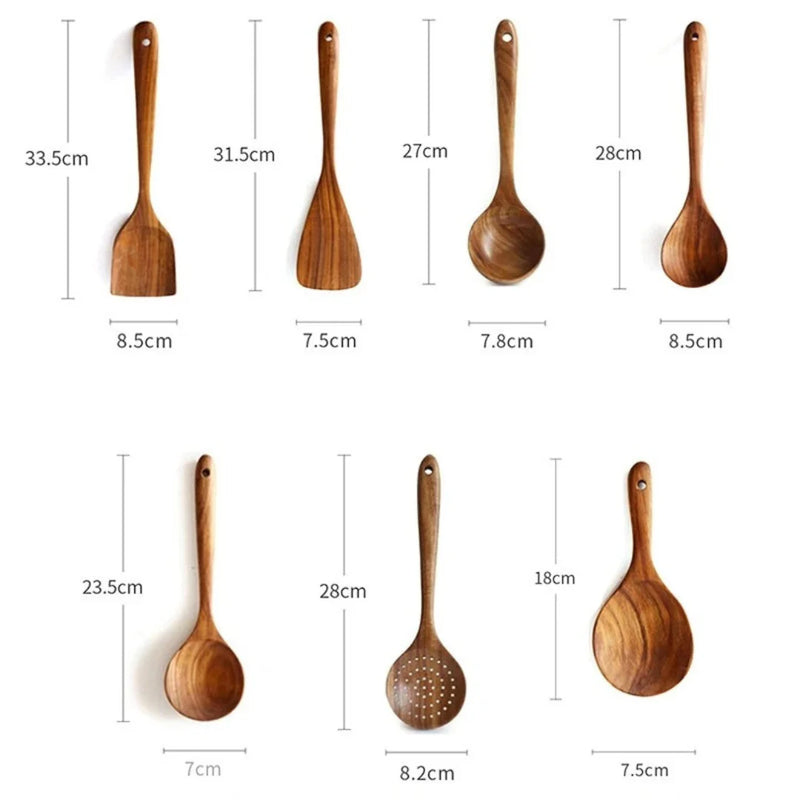 Conjunto 7 Peças de Talheres em Madeira Natural
