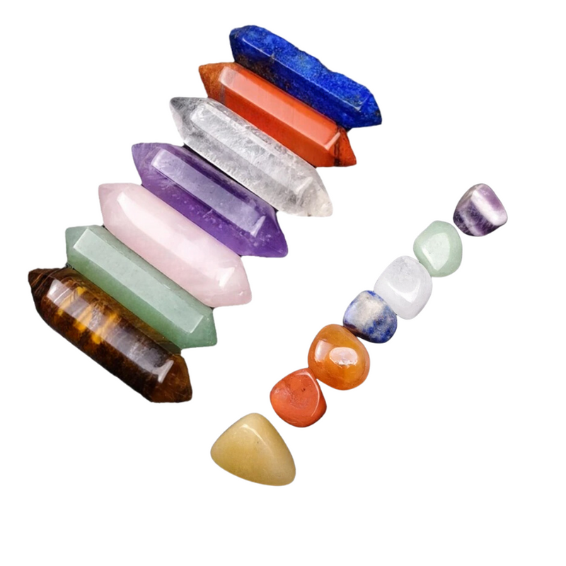 Conjunto de 14 Pedras e Cristais de Cura de Chakra