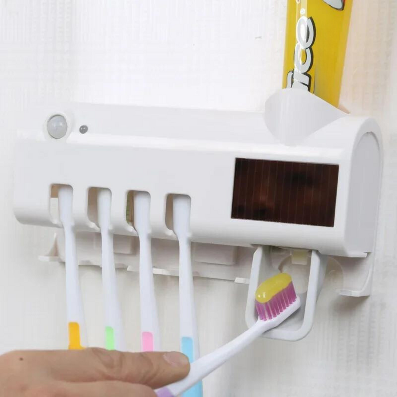 Mantenha suas escovas de dente higienizadas com o Dispensador Automático de Pasta de Dente UV. Recarregável via USB, com fixação sem perfuração e carregamento solar, é perfeito para um banheiro organizado e livre de bactérias.