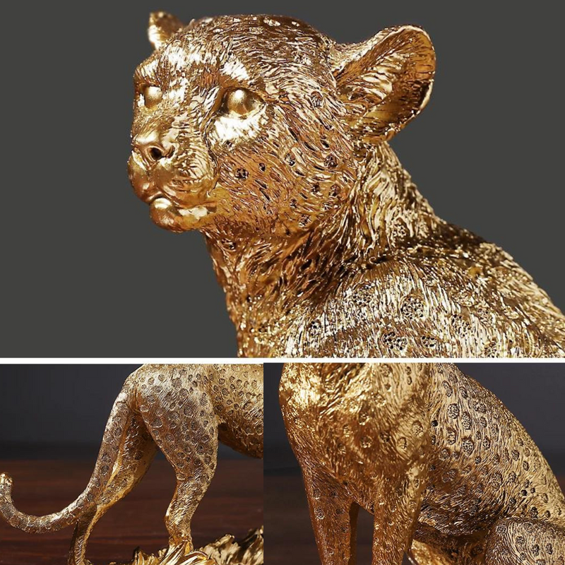 Escultura de Resina Decorativa de Leopardo