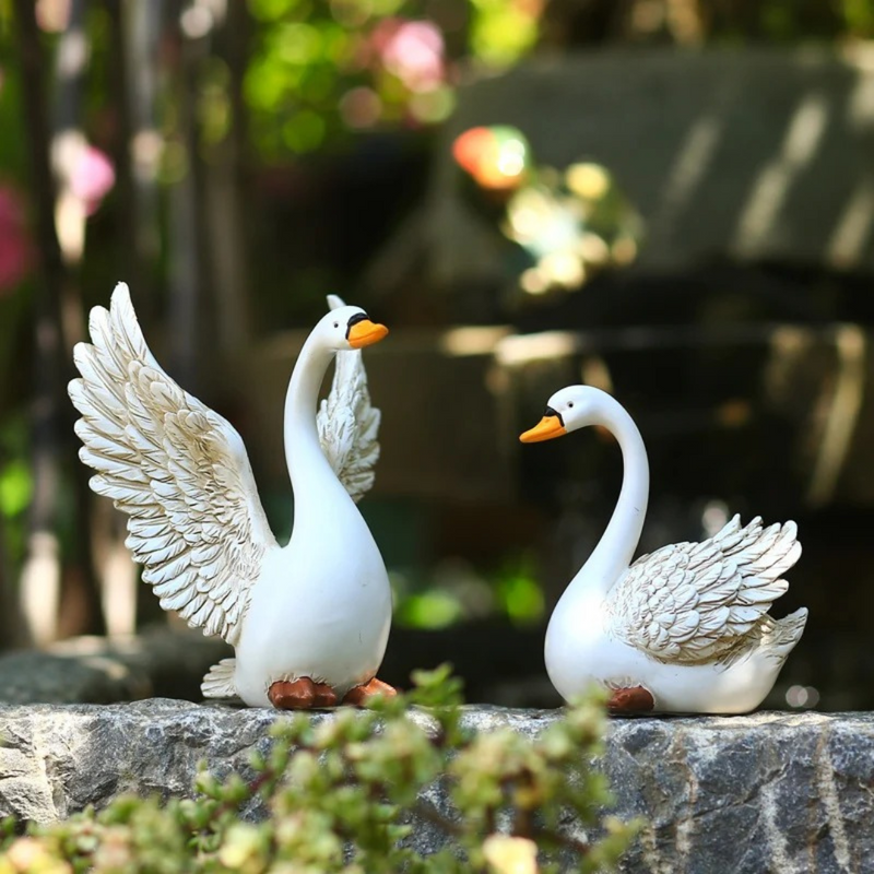 Estátua de Jardim em Resina Cisne Branco