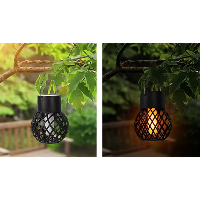 Lanterna Solar LED Decorativas para Jardim e Varanda com Efeito Chama