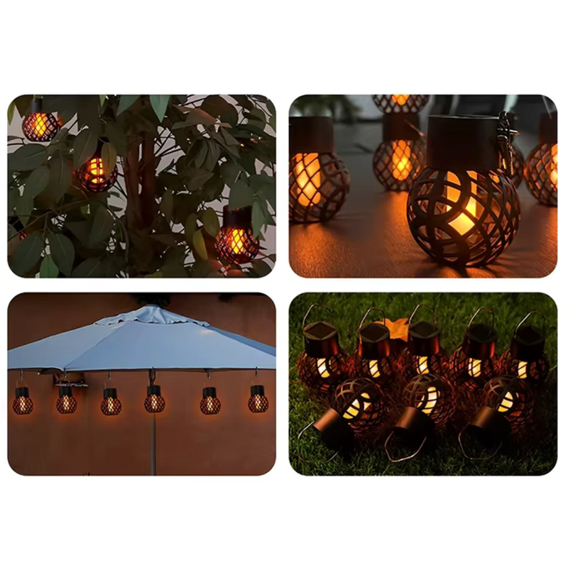 Lanterna Solar LED Decorativas para Jardim e Varanda com Efeito Chama