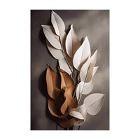 Pintura de Folhas e Flores de Luxo em Tela para Decoração