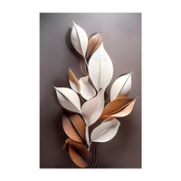 Pintura de Folhas e Flores de Luxo em Tela para Decoração