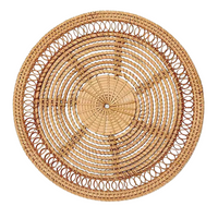 Sousplat Redondo Em Rattan Feito À Mão
