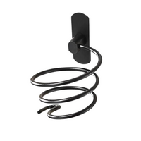 Organize seu banheiro com o Suporte em Espiral para Secador de Cabelo. Montagem na parede, feito de metal laqueado, suporta até 10 kg. Prático, durável e elegante.