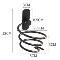 Organize seu banheiro com o Suporte em Espiral para Secador de Cabelo. Montagem na parede, feito de metal laqueado, suporta até 10 kg. Prático, durável e elegante.