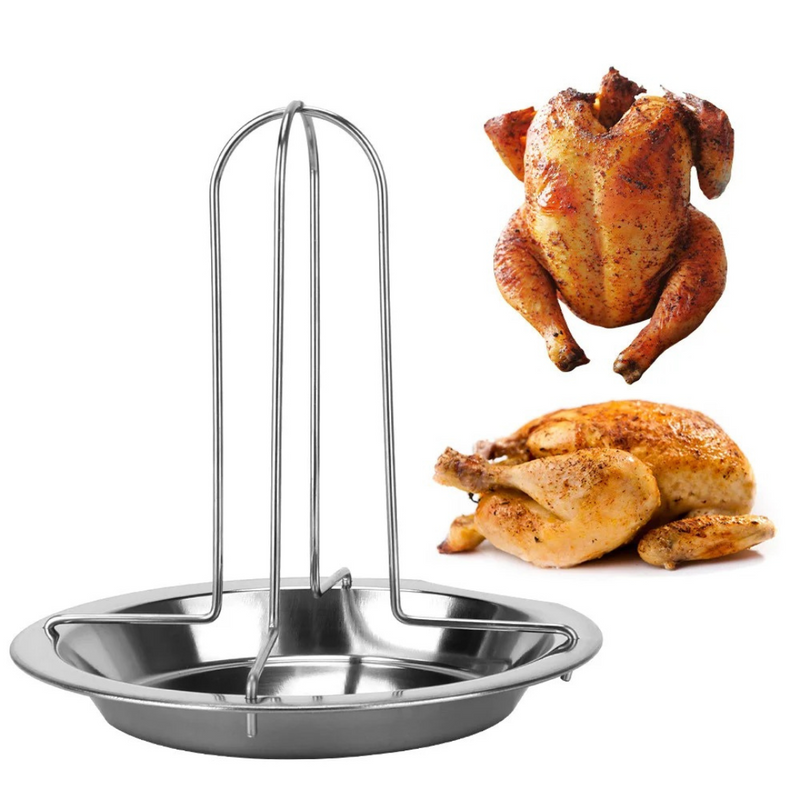 Suporte para Grelha de Assar Frango em Aço Inoxidável