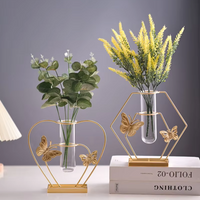 Vaso Decorativo em Metal e Vidro Borboletas do Jardim