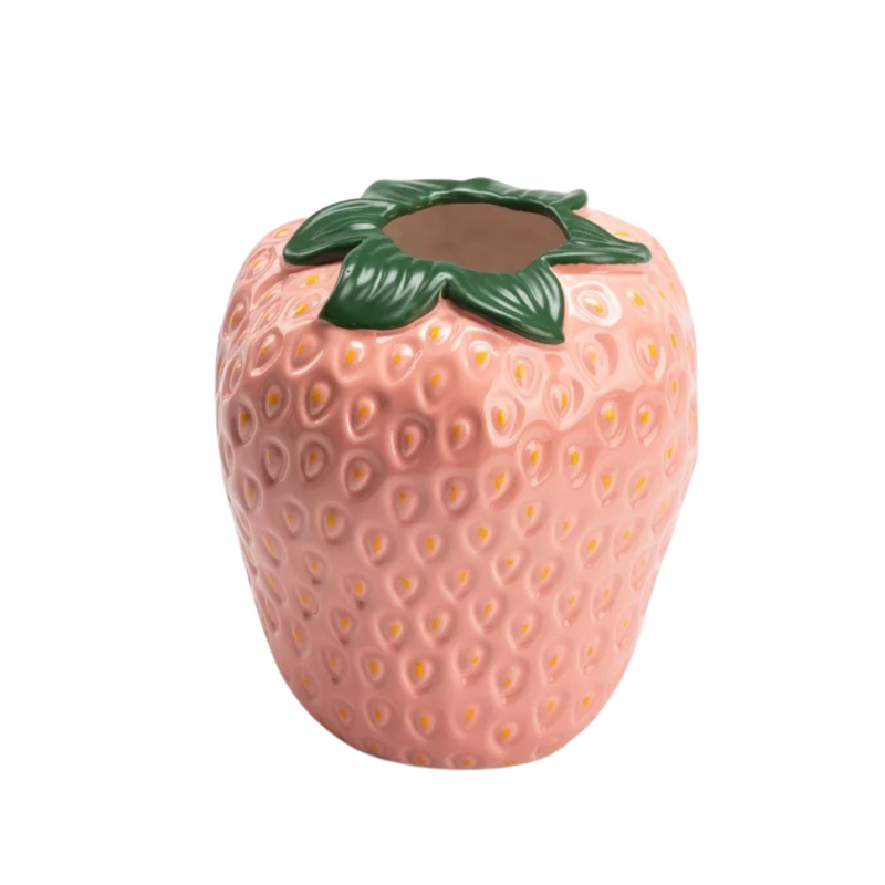 Vaso de Cerâmica em Forma de Morango
