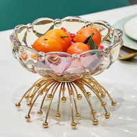 Fruteira Centro de Mesa em Vidro e Metal