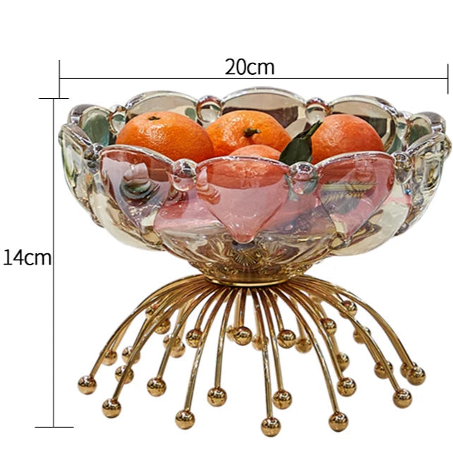 Fruteira Centro de Mesa em Vidro e Metal