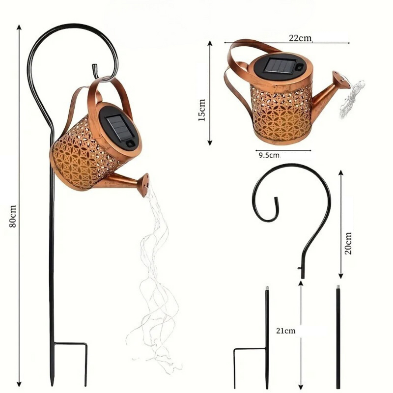 Lanterna Solar de Metal Regador de Jardim à Prova d'Água com LEDs